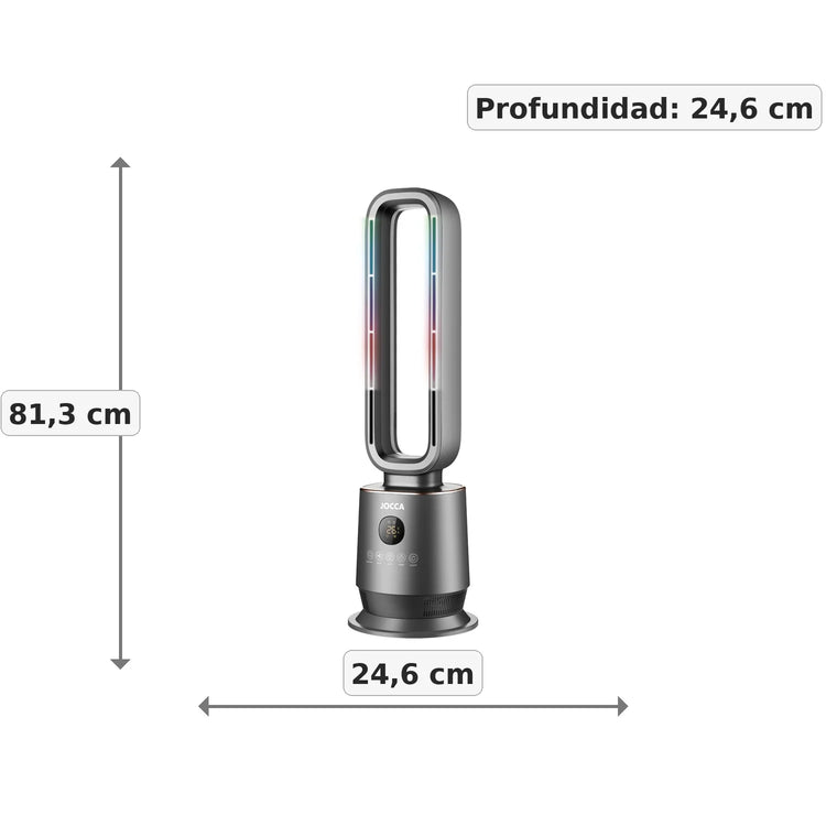 Jocca Stufa Senza Pale 2000W con Tecnologia PTC, Termostato Digitale e Telecomando