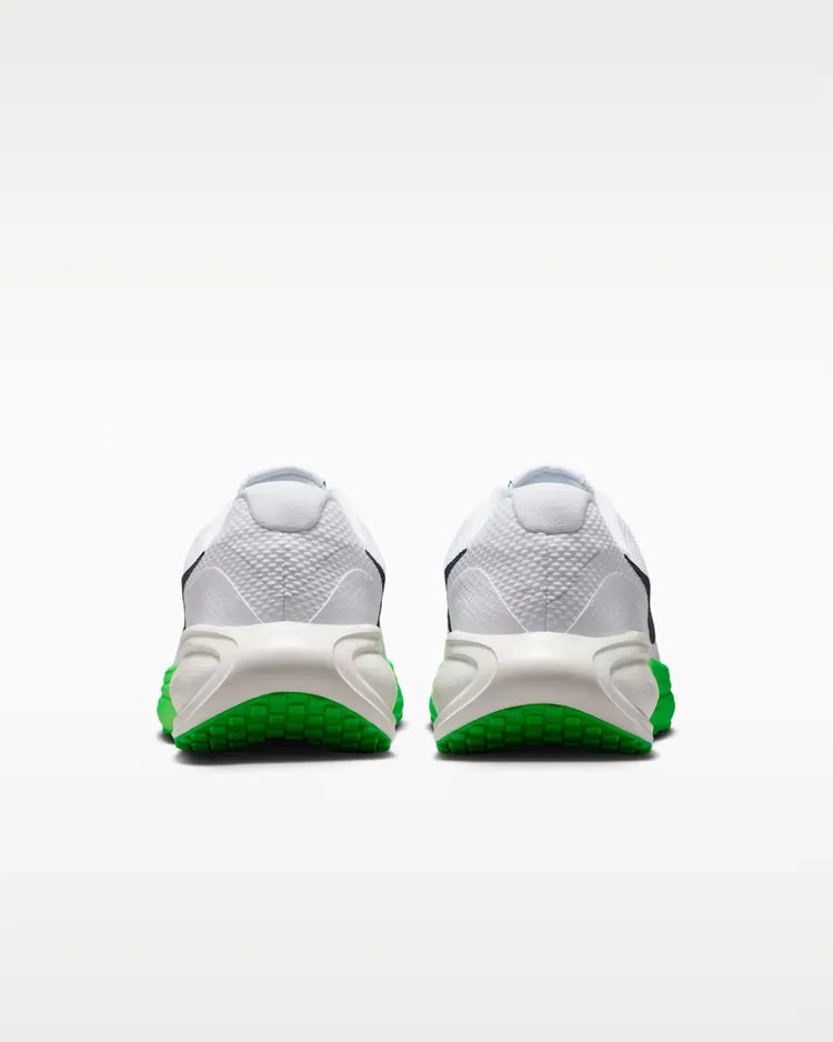 Nike Revolution 8 Men's Running Shoes - Lightweight 292g with Breathable Mesh Upper and Foam Midsole for Cushioning, Drop 10mm, Color: White/Green Spark/Summit White/Midnight Navy, Model HJ9198-111.