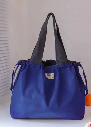 Borsa per la spesa grande pieghevole MIGLIORATA con coulisse in tinta unita, dimensioni 53 * 44 cm