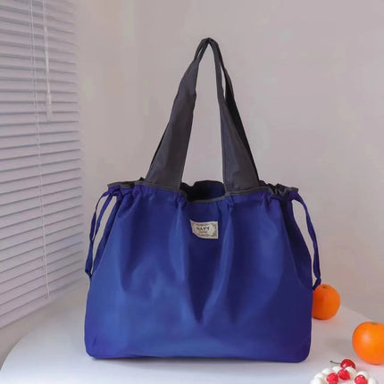 Borsa per la spesa grande pieghevole MIGLIORATA con coulisse in tinta unita, dimensioni 53 * 44 cm