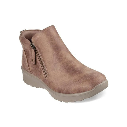 Skechers fall in bloom taupe women's flat ankle boots