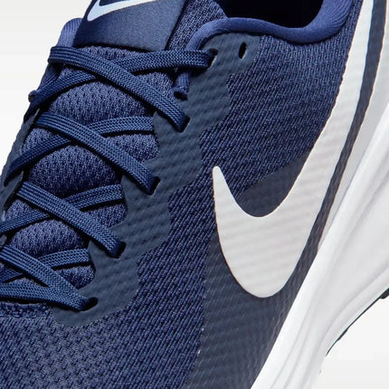 Nike Revolution 8 Midnight Navy Running Shoes for Men, featuring breathable mesh upper, foam midsole for cushioning, and a 10mm drop, ideal for comfortable asphalt running.