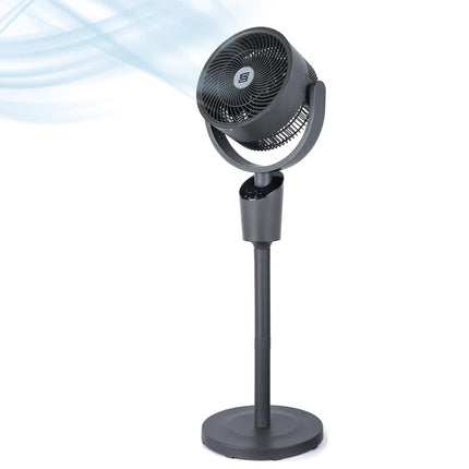 Ventilatore da terra silenzioso da 60 W con oscillazione omnidirezionale a 120º, 3 velocità turbo ed efficienza energetica - Ideale per soggiorno, camera da letto o ufficio
