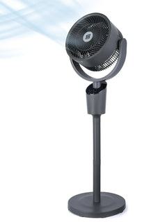 Ventilatore da terra silenzioso da 60 W con oscillazione omnidirezionale a 120º, 3 velocità turbo ed efficienza energetica - Ideale per soggiorno, camera da letto o ufficio