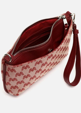 Borsa a tracolla piccola Misako Mongra con manico a mano e stampa monogramma ED. Tasca per il denaro