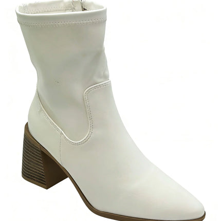 Mid-wide heel ankle boot with side closure for women - lantian
