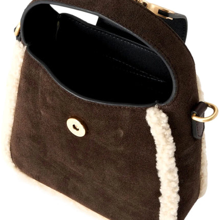 Borsa Hobo in pelle scamosciata KARL LAGERFELD con shearling K/Signature color cioccolato