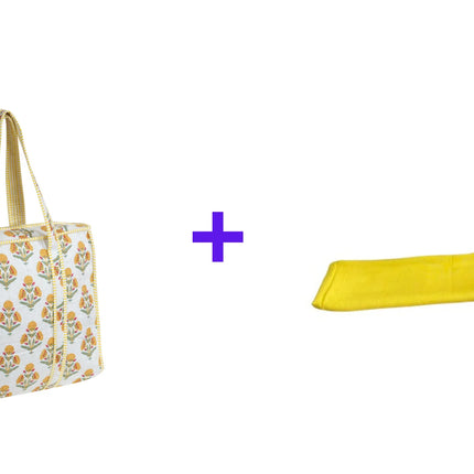 Beach bag, pool bag, padded bag with Indian floral print. Block print.