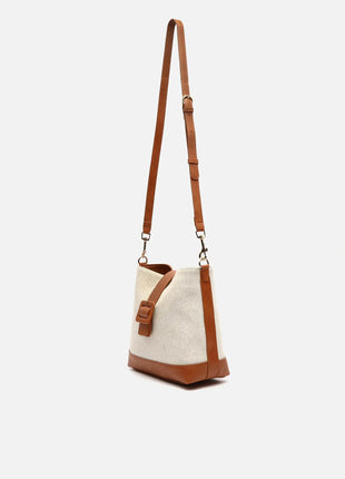 Borsa a spalla effetto rafia Sora con tracolla removibile Raffia / Playa Misako