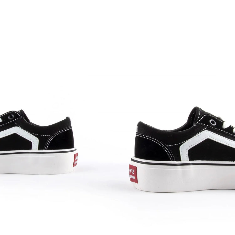 ANDY-Z AZ2001 Black Canvas Sneakers for Women, Lace-up Closure, Comfortable Thick Sole, Textile Material, Ideal Footwear for Casual and Outdoor Use, Perfect for Spring and Autumn, Versatile Women's Shoes. PlatiNum