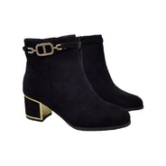 Eva zorteon- women's ankle boot / suede ankle boots with 5cm block heel and elegant gold detail. Tulipano brand.