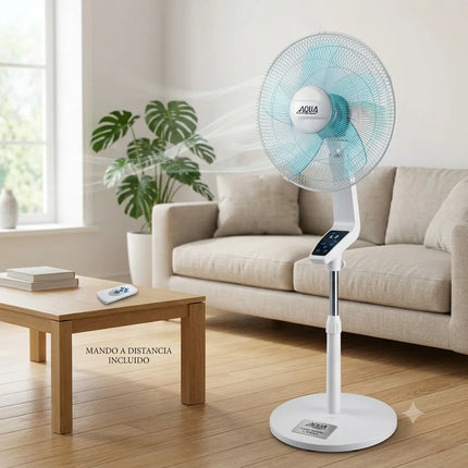 AQUA di Mare FS-K40MR Ventilatore da Pavimento 60W 40 cm con Telecomando, Schermo Touch, Timer 1-12 h, Oscillazione Automatica, 3 Velocità, Silenzioso, Altezza Regolabile, Ventilatore da Pavimento per Casa e Ufficio