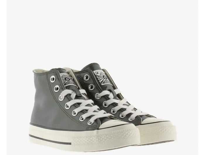 Victoria Women's High-Top Sneakers in Olive Green with Metallic Finish, 2.5 cm Platform, Rubber Sole, and Reinforced Toe, Perfect Comfortable Footwear for Casual Autumn Style. PlatiNum