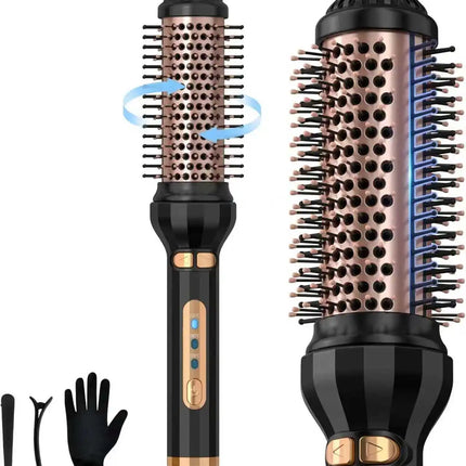 Thermal Brush - YANISTA 4 in 1 Hair Care Brush with 40mm Diameter, Ionic Technology, Anti-Burn Comb, and 3 Temperature Levels for Different Hair Types, Ideal for Creating Natural Curls.