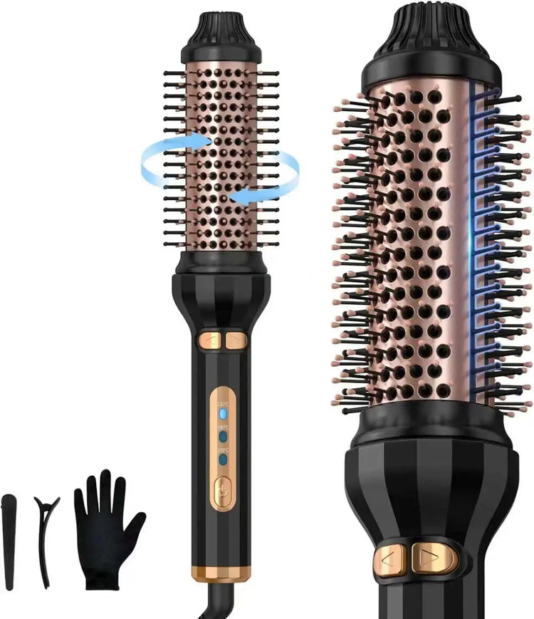 Thermal Brush - YANISTA 4 in 1 Hair Care Brush with 40mm Diameter, Ionic Technology, Anti-Burn Comb, and 3 Temperature Levels for Different Hair Types, Ideal for Creating Natural Curls.