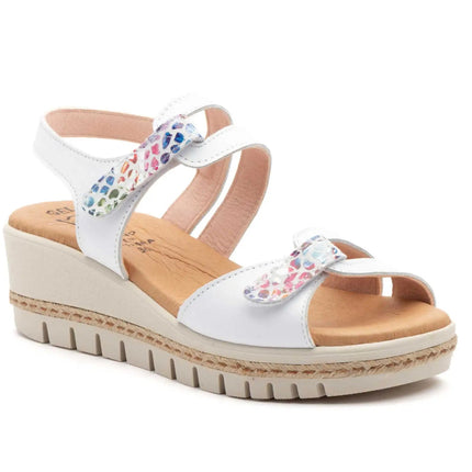 Women's wedge sandals with velcro made in spain model e459 sizes 36 to 41 high style PlatiNum