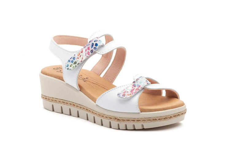 Women's wedge sandals with velcro made in spain model e459 sizes 36 to 41 high style PlatiNum