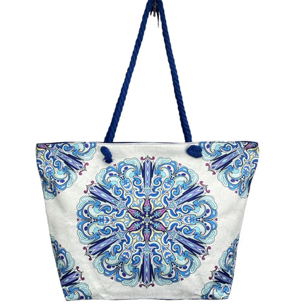 Borsa da spiaggia aggiornata da donna con stampa floreale - Grande capacità