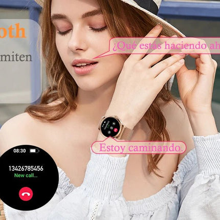 Smartwatch da donna IP68, modello 2025 con schermo AMOLED da 1,43", chiamate Bluetooth, oltre 120 sport disponibili, monitoraggio frequenza cardiaca, SpO2, pressione sanguigna e sonno. Smartwatch per Android e iOS. platinumshop