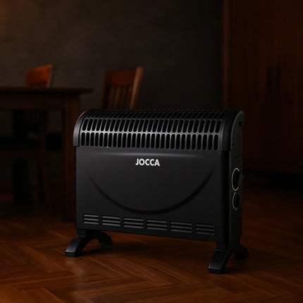 Electric Convector Heater JOCCA 2000W with Adjustable Thermostat, 3 Heat Levels, Turbo Function, Compact and Silent Design, Available in White or Black, Perfect for Low Consumption Heating.