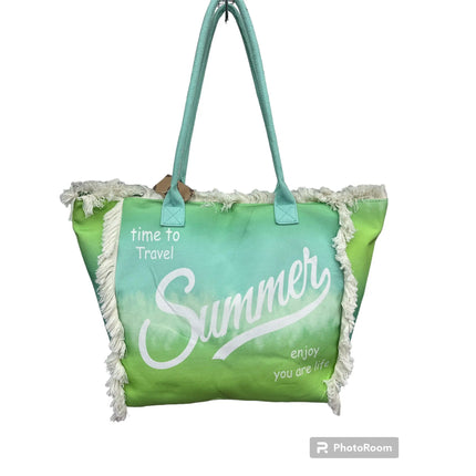 MIGLIORATA borsa da spiaggia o da piscina con stampe frasi colorate |   MISURA modello estivo 55 cm × 37 cm × 19 cm
