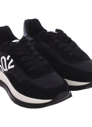 Dsquared2 Women's Running Sneakers SNW0212-01601681, breathable medium height shoes made with leather and textile for comfort, lace-up design perfect for casual and urban looks. PlatiNum