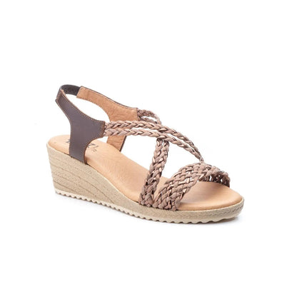 Braided wedge sandals various colors made in spain model 3326 sizes 36 to 41 jam PlatiNum