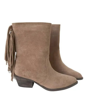 Fringe heel boot suede 11468