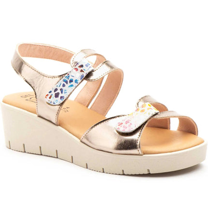 Women's wedge sandals with velcro made in spain model e459 sizes 36 to 41 high style PlatiNum
