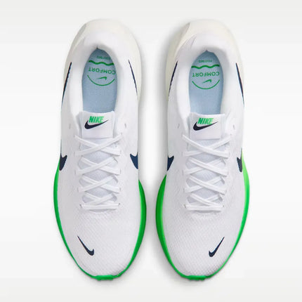 Nike Revolution 8 Men's Running Shoes - Lightweight 292g with Breathable Mesh Upper and Foam Midsole for Cushioning, Drop 10mm, Color: White/Green Spark/Summit White/Midnight Navy, Model HJ9198-111.