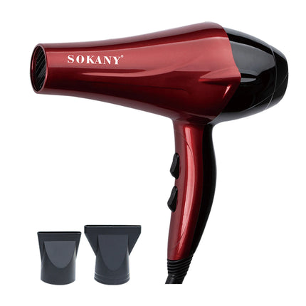 Professional Hair Dryer Sokany 2400W with Fast Drying, featuring 2 Speeds, 2 Temperatures, and 2 Concentrator Nozzles for Hair Care at Home or Salon Use.