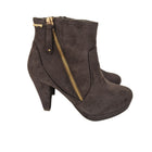 Xti hoyvoy women's high heel ankle boots gray color casual boot suede diagonal zipper cone heel 8.5 cm platform comfort leather insole