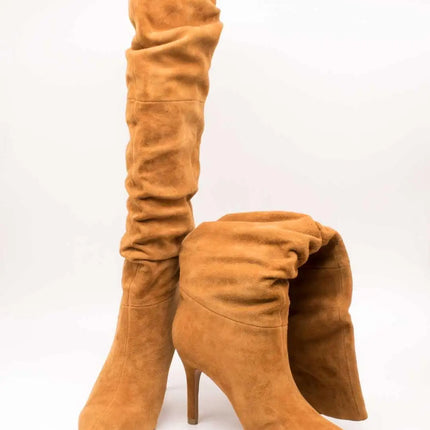 Exe women's high boots exé diana-120 camel suede leather high heel