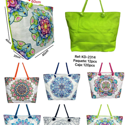 Borsa da spiaggia aggiornata da donna con stampa floreale - Grande capacità