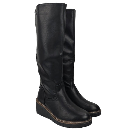 Pasarela concept women's high wedge boots black color casual boot elastic adjustable back zipper