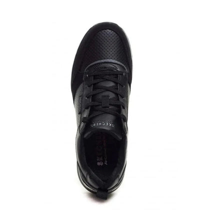 Skechers 155616 Women's Sneakers in Black, designed for all-day comfort with soft cushioning, ergonomic fit, and lightweight for effortless movement, perfect for casual looks. PlatiNum
