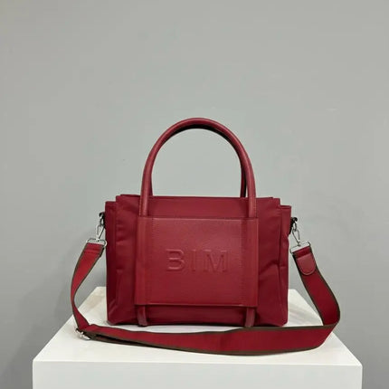 Borsa da donna in nylon e ecopelle |   Borsa shopper con manico lungo |   Ideale per tablet e uso quotidiano