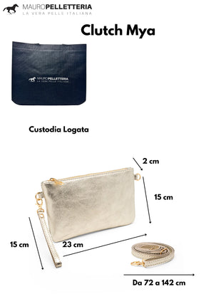 Pochette da Donna in Vera Pelle Made in Italy Mini Borsa a Mano con Tracolla e Bracciale - Mya di Mauro Pelletteria