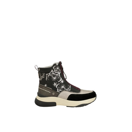 Anekke real women's sports ankle boot - lyon 413 model - black and metallic color - front zipper closure - height approx. 20 cm