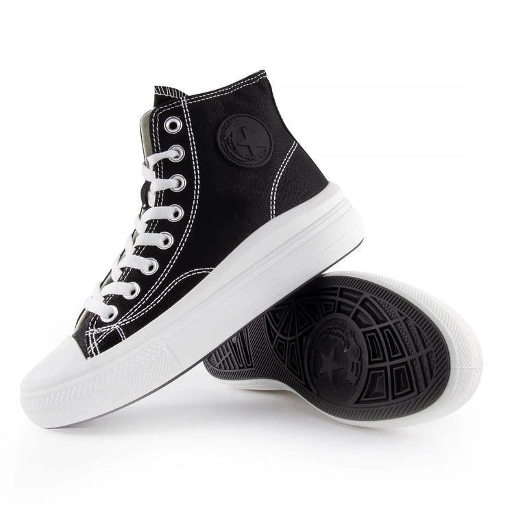 High-top Canvas Shoes for Women by ANDY-Z AZ1007 with Zip Closure, Textile Lining, Comfortable Platform Sole, and Non-Slip Design, Ideal for Casual and Outdoor Use. Perfect Women's Footwear for Spring and Autumn. PlatiNum