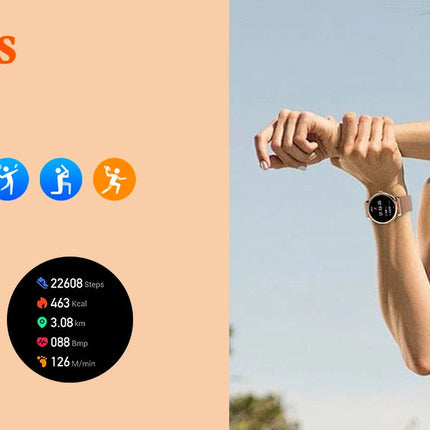 Smartwatch da donna IP68, modello 2025 con schermo AMOLED da 1,43", chiamate Bluetooth, oltre 120 sport disponibili, monitoraggio frequenza cardiaca, SpO2, pressione sanguigna e sonno. Smartwatch per Android e iOS. platinumshop