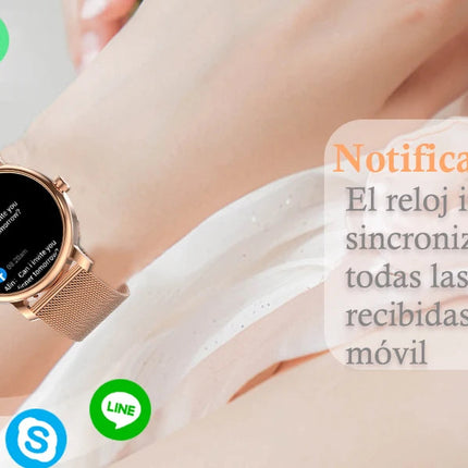 Smartwatch da donna IP68, modello 2025 con schermo AMOLED da 1,43", chiamate Bluetooth, oltre 120 sport disponibili, monitoraggio frequenza cardiaca, SpO2, pressione sanguigna e sonno. Smartwatch per Android e iOS. platinumshop