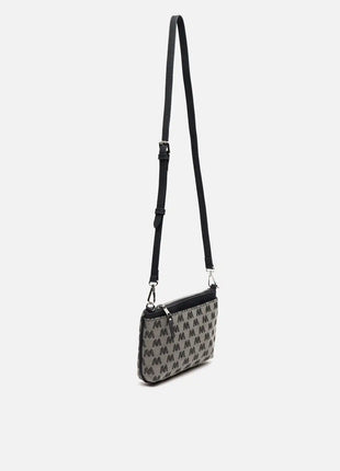 Borsa a tracolla piccola Misako Mongra con manico a mano e stampa monogramma ED. Tasca per il denaro