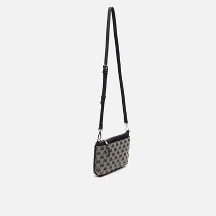 Borsa a tracolla piccola Misako Mongra con manico a mano e stampa monogramma ED. Tasca per il denaro