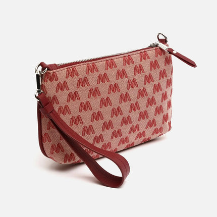 Borsa a tracolla piccola Misako Mongra con manico a mano e stampa monogramma ED. Tasca per il denaro