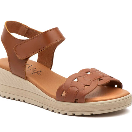 White wedge sandals for women with velcro closure made in spain model e648 sizes 36 to 41 high style PlatiNum