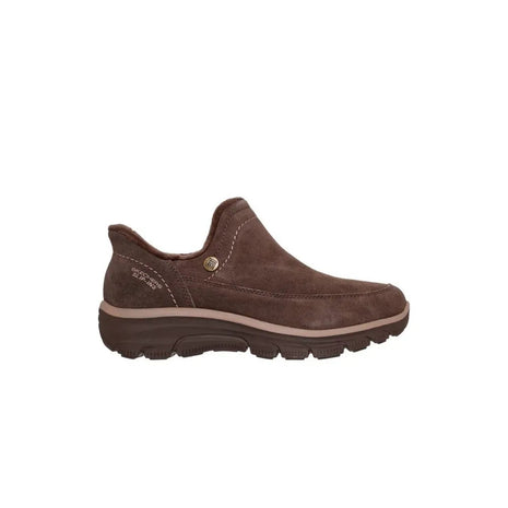 Skechers Easy Going - Modern Whisper Women's Brown Sneakers, comfortable and breathable footwear for autumn with a flat platform sole, perfect for casual wear and outdoor activities. PlatiNum