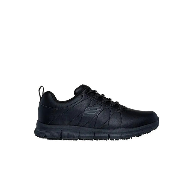 Skechers Nampa Beja Women's Sneakers in Black, comfortable lace-up footwear with a non-slip platform sole, perfect for casual wear and outdoor activities. PlatiNum