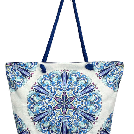 Borsa da spiaggia aggiornata da donna con stampa floreale - Grande capacità