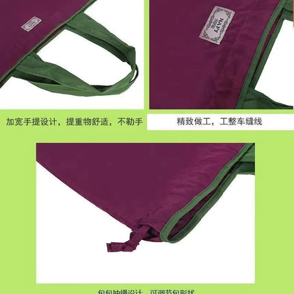 Borsa per la spesa grande pieghevole MIGLIORATA con coulisse in tinta unita, dimensioni 53 * 44 cm